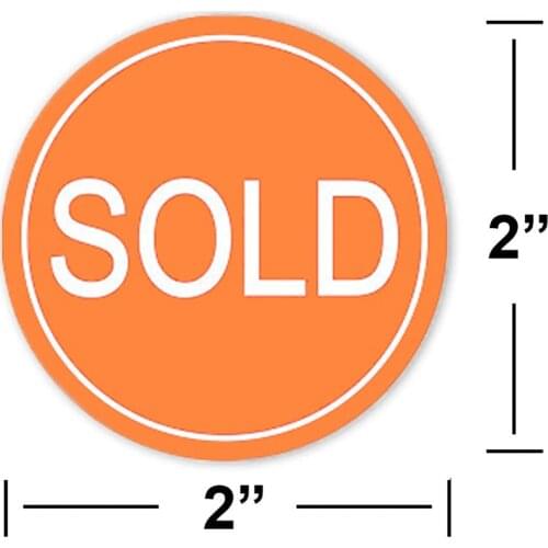 Round Dot 500/Roll 2" Orange Sticker Sold Out Stickers Labels Retail Pricing Inventory Control Retail Stickers