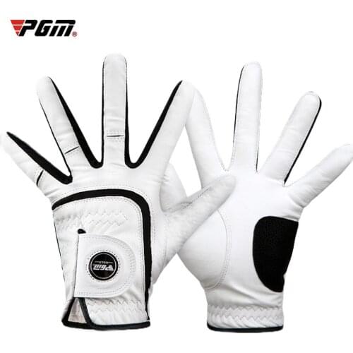 PGM 1 Pcs Golf Gloves Mens Left Right Hand Genuine Lambskin Sheepskin Anti-Skid Granules With Ball Marker Golf Mitten Men