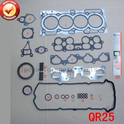 QR25DE Engine complete Full gasket set kit for Nissan X-Trail/Sentra/Altima 2.5L 2488cc 2001- 50240800 10101-8J085 10101-AE226