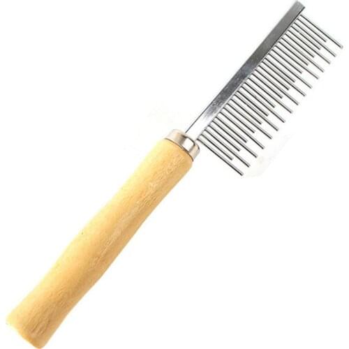 Wooden Handle Cat Dog Stainless Steel Comb Grooming Hair Shedding Comb Rake Trimmer Tool Pet Grooming Accessories Round Teeth
