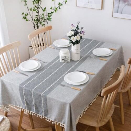 Japanese-Style Decorative Linen Tablecloth With Tassels Waterproof And Oil-Proof Thickened Rectangular Wedding Table Coffe Cover
