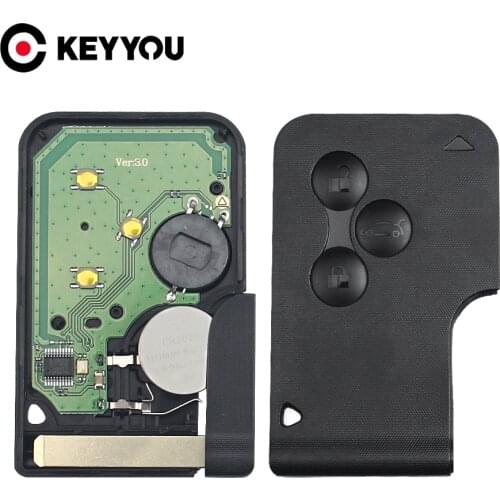 KEYYOU Remote Car Key Fob 433Mhz Smart Key Card Case For Renault Megane II Scenic Grand Scenic 2003-2008 3 Buttons PCF7947 Chip