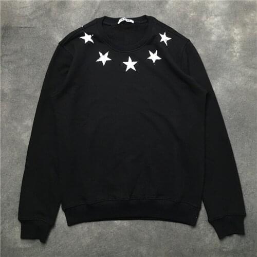New 19ss Men Neckline graffiti stars Hoodies Hoody hooded Sweatshirts velvet Cotton Drake Thick Fleece Street Hip hop #H62