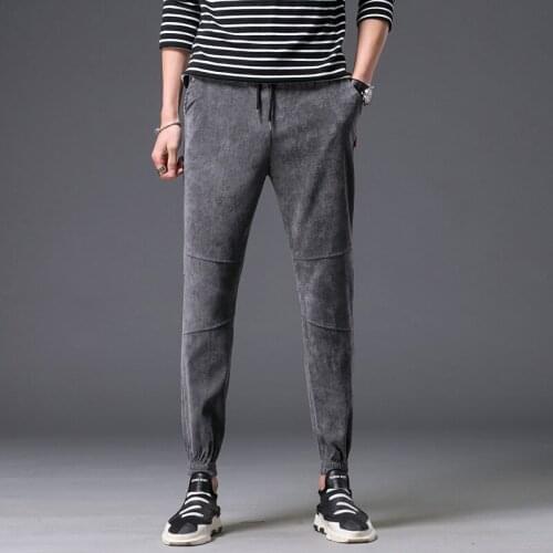 Asian Size Korean Streetwear Mens Pants The Trend of The Beam Foot Sports Casual Pants Feet Corduroy Harlan Sweatpants