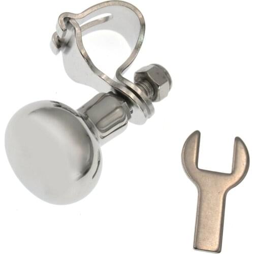Universal Silver Stainless Steel Steering Wheel Fine-Tuning Knob Stainless Steel Power Handle + Car Boat Yacht Wrench