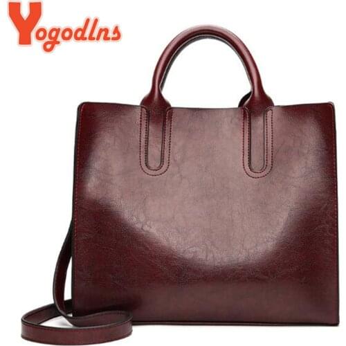 Yogodlns Vintage Handbag For Women Soft PU Leather Shoulder Bag Large Capacity Crossbody Bag Shopping Lady Purse Portable Bag