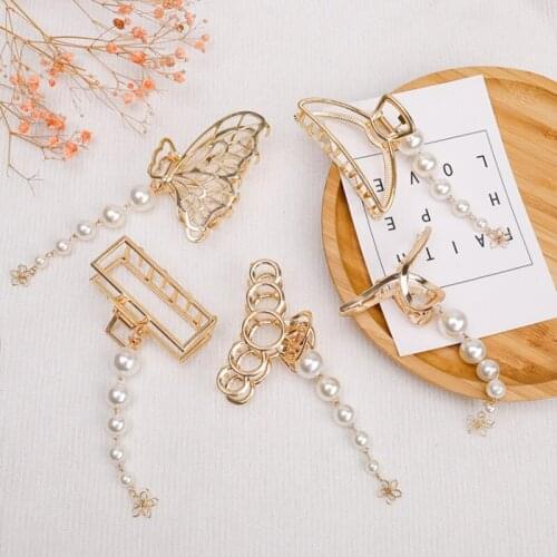 Hair clip-hair accessories-new pendant pearl tassel grasping clip personality claw clip elegant temperament hair accessories