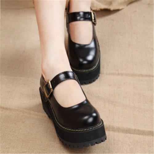 New 2021 Women Creepers Pu Flats Platform JK Mary Jane Student Goth Ladies Loafers Shoes Dropshipping plus size 9 10