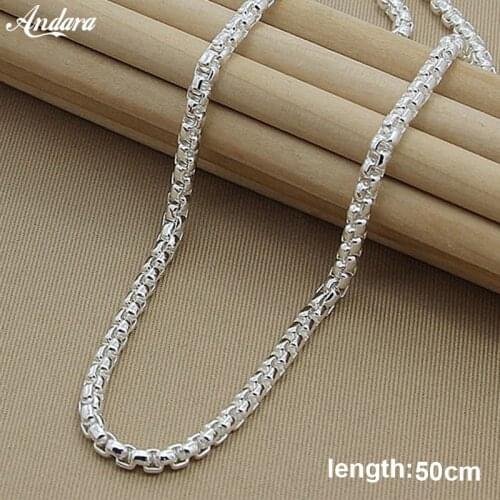 2019 New Fashion 925 Sterling Silver Necklace 3mm Box Chain Round Necklace For Women Men Jewelry