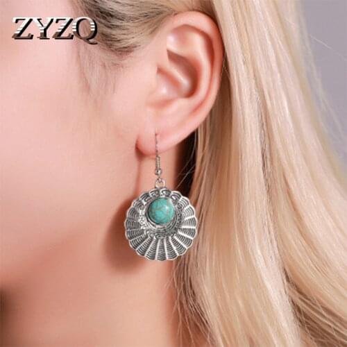 ZYZQ Classic Vintage Women Gift Drop Earrings Romantic Ethnic Party Accessories Elegant Flower Pattern Earrings Wholesale Lots