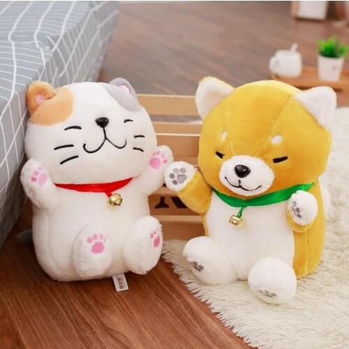 1pc 30/40cm Kawaii Shiba Inu Lucky Cat Plush Toys Cute Animal Soft Stuffed Doll Birthday Presents For Children Kids
