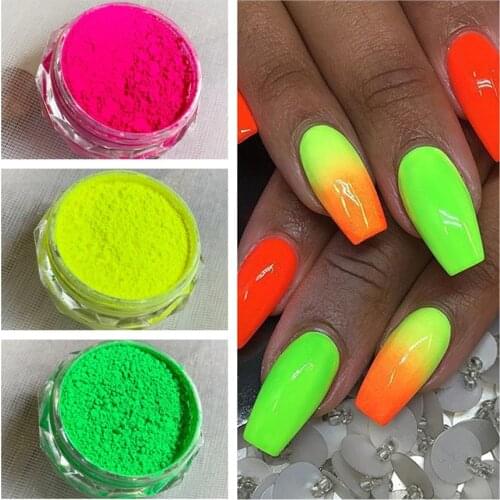 1pc Neon Pigment Powder Summer Fluorescent Colorful Nail Glitter Powder Eye Powder Dust For Manicure Nail Art Decoration