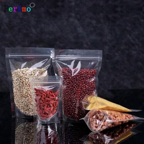 100pcs Thickening transparent self-supporting bag plastic packaging bag self sealing bone snack food packaging bag