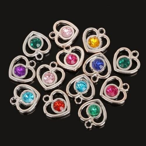 20pcs/lot new creative acrylic crystal heart charms for diy fashion earrings necklace pendants material jewelry accessories