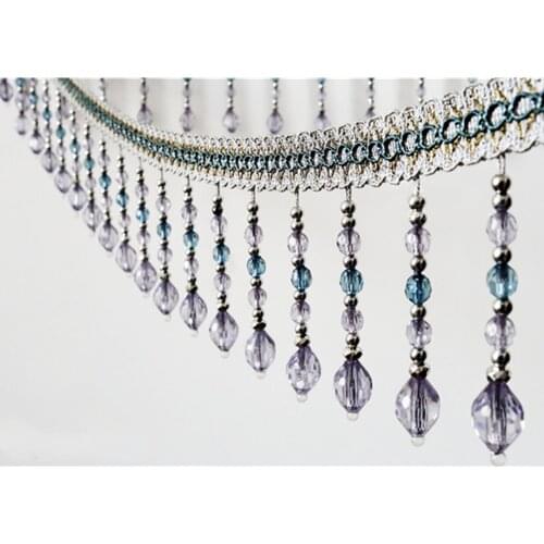 6 Meters 12 CM Width Tassel Fringe Trim Pumpkin Crystal Beaded for Curtain lace Ribbon Sewing Accessories