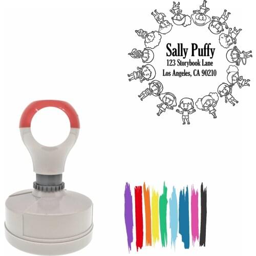 Bbloop Kids Design Round Pre-Inked Laser-Cut Address Stamp