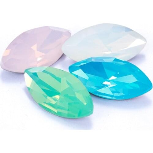 XIAOPU Navette Opal Series Bright Shining K9 Glass Loose Rhinestones Pointback Strass Crystal Glue on Clothing Crafts Jewelry
