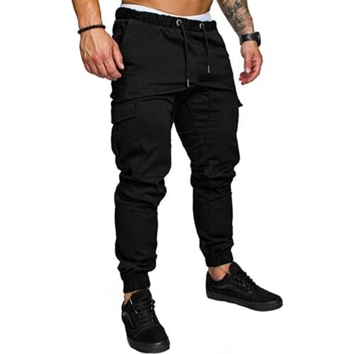 Fashion Mens Multi-pocket Pants Elastic Waist Sweatpants Trousers Hip Hop Mens Casual and Comfortable Streetwear Jogging Pants