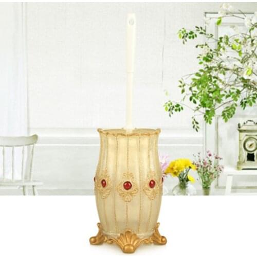 European Resin Toilet Brush Set Bathroom Cleaning Brush Holder With Base Soft Hair Toilet Brush Accessories Set