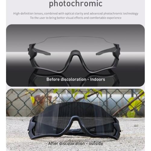 Photochromic cycling glasses men and women outdoor running sunglasses mountain bike road bike glasses with myopia frame 2 lenses