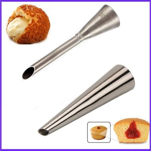 2 PCS Cream Horn Piping Bag Nozzles Set Stainless Steel Cupcake Cake Decorating Tips For Puff Pastry Tools bico de confeitar