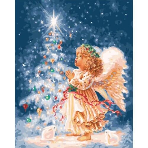 Rabbit and angel girl Figure Paint By Numbers DIY Oil Painting Big Size Birthday Gift for Child Art Decor Wall Picture 60x75cm