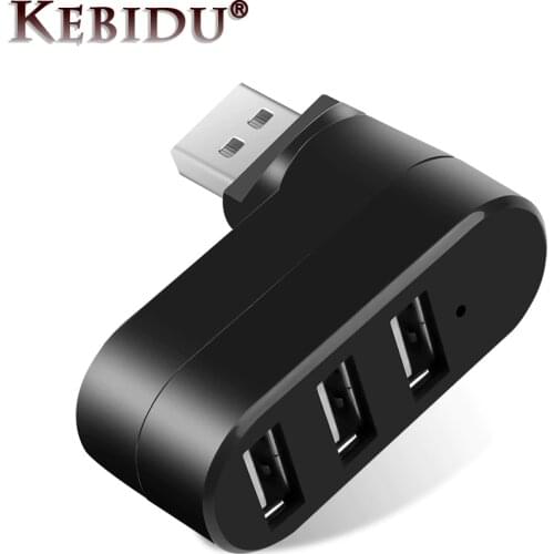 Kebidu 3 Ports USB Hub 2.0 Mini Rotate Splitter Adapter Hub For PC Notebook Laptop Mac 180 Degrees High Data Transfer Adapter