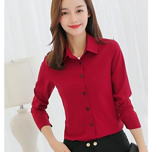 Korean Shirt Women Clothing Long Sleeve Casual Shirt Spring Summer loose Solid show thin Shirt Fashion red Top