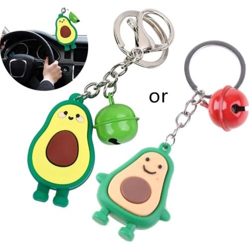 Creative Lucky Avocados Keychains Cartoon Fruit Lovely Fortune Bell Key Ring Girl Bag Pendant Student Lovers Holidays