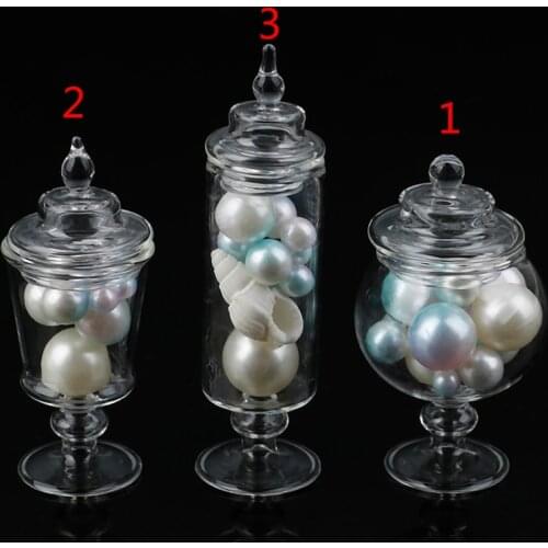 Dollhouse Miniature Glass Candy Jar Simulation Candy Bottle Model Toy 1/12 Scale Pretend Toy For Home Kitchen Decor