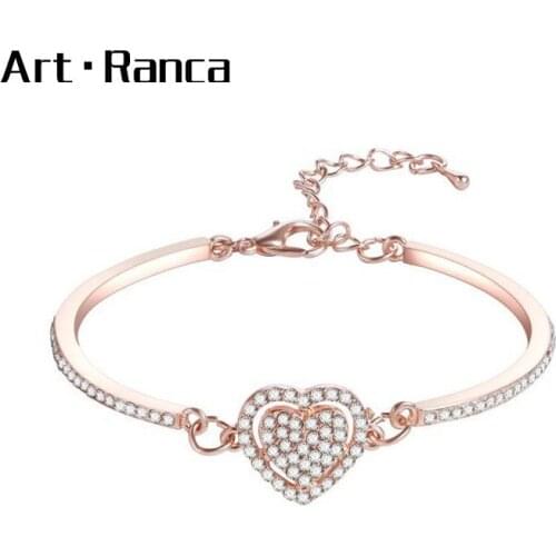 Fashionable heart-shaped Silver Rose Bracelet luxury Bracelet