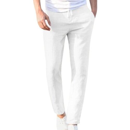 Men Fashion Streetwear Casual Jogger Pants Men Casual Work Cotton Blend Pure Elastic Waist Long Pants Trousers Elastic Pants