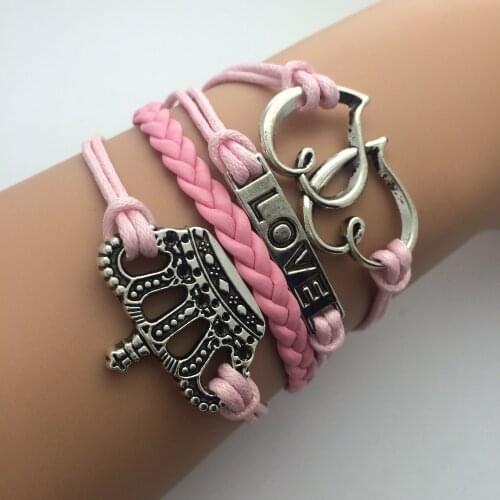 Charm Fashion Jewelry Leather Double Infinite Multilayer Braided Wax Rope Bracelets AB024