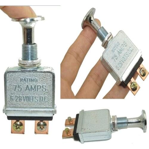 AUXPhome Auto Toggle Switch Heavy Duty Push-Pull-On-Off Type Dash Main Switch Gear Rated to 75 Amps at 6-28 Volts DC fit for Hea