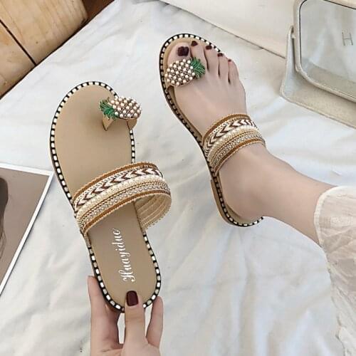 Bohemia Slippers Women Summer Beach Casual Shoes Thumbs Flip Flops Sandalias mujer Flat Slides Sandals Outdoor Slippers WSH3869
