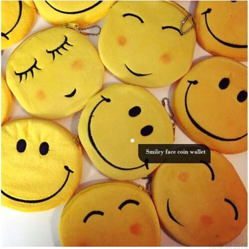 SLPF Sell Well Childlike Classic Cute Yellow Smiley Coin Purse Bag Ladies Cute Kawaii Harajuku Plush Toys Pendant Girl Gift M01