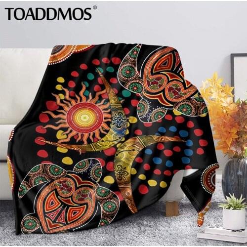 TOADDMOS Aboriginal Naidoc Week Turtles Design Warm Blanket for Adults Kids Comfort Bedrrom Fleece Blanket Sofa Nap Warm Quilts