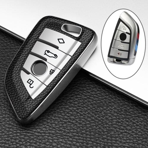 TPU Leather Car Key Case For BMW 1 /2 Series X1 X5 X6 F15 F16 F48 Remote Key Shell cover accessories keychain
