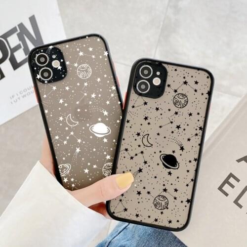 Space Planet Stars Moon Spaceship hard PC Clear Tpu Case Fundas For iPhone XR X XS Max 12 11 Pro Max 6S 8 7 plus se 2 Cover Case