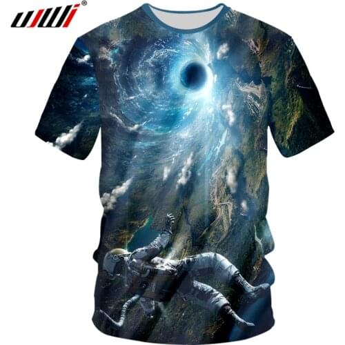 UJWI Space Paisley Tshirts Men Clothing Casual T Shirts 3D Print Astronaut T-shirt Homme Fitness Gyms Top O Neck Tee Shirt Man