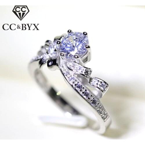CC Vintage S925 Rings For Women White Gold Color Silver-Plated Bridal Wedding Jewelry Engagement Ringen Bijoux Femme CC703