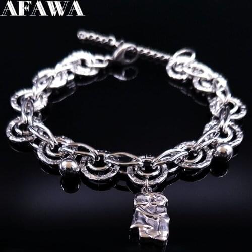 Boy Girl Stainless Steel Bangle Bracelet Women Love Silver Color Bracelets Bead Jewelry Christmas Gift acero inoxidable B17789