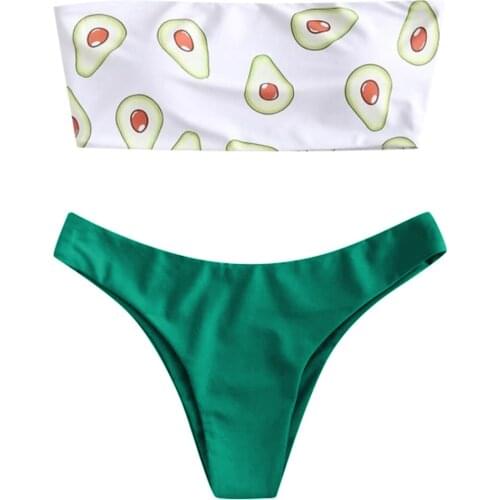 Women Print Tube up Two Pieces Bikini Push-Up Beachwear Swimsuit Swimwear Women 2020 Sexy Bikini Set Mujer Bathing Suit