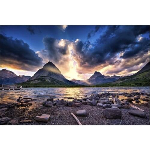 1 Panel Free Shippting HD Blue sky Lake high Mountain Home Wall Decor Canvas Painting Wall Art Pictures Framed