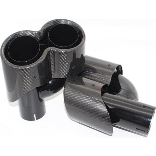 1 pcs Car Carbon Glossy Muffler Tip Y shape Double exit Universal Stainless Sandblasting Exhaust Mufflers For Akrapovic