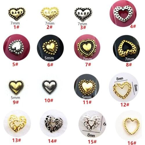 50pcs/pack Japan 3D Nail Art Decorations Metal Nail Accessories Alloy Retro Heart Nail Parts DIY Charm Alloy Nail Supplies
