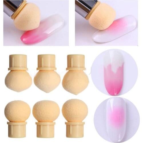 6Pcs/Set Professional Soft Replacement Sponge Nail Blooming Drawing Pen Heads Natural Healthy Material Durable Nail Tool Pens