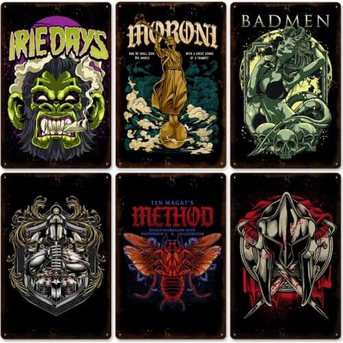 Anime Movie Skull Metal Tin Sign Art Painting Vintage Pub Bar Cafe Home Wall Decor Iron Plate Plaques Room Iron Painting