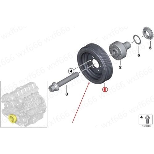 Car Crankshaft belt pulley Engine belt pulley Transition tensioner Suitable for 3 Series 335ibm w2011-2012 Crankshaft pulley