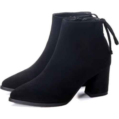 Martin Boots Ankle Boots Womens High Heel 2019 Korean Version Of The Wild Autumn And Winter Pointed Thick Shoes